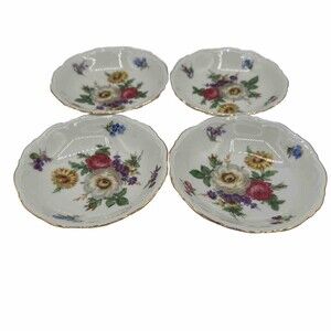 Mitterteich Bavaria Germany Meissen Floral 5” Berry Dessert Bowls Set of 4 #3